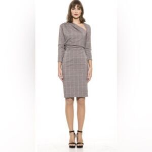 Alexia Admor Olive Plaid Sheath Dress Size XS
